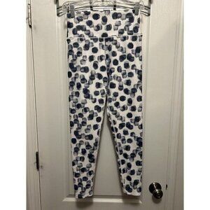 Soul by Soulcycle Leggings Women's Size M Blue and White Brushstrokes EUC